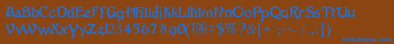 Fantaisieartistique Font – Blue Fonts on Brown Background