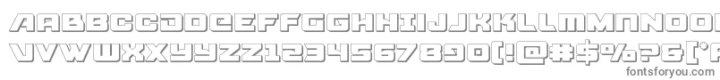 Aircruiser3D-fontti – harmaat kirjasimet valkoisella taustalla