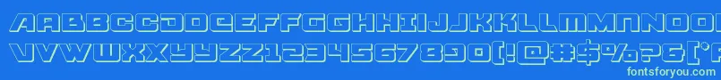 Aircruiser3D-Schriftart – Grüne Schriften auf blauem Hintergrund