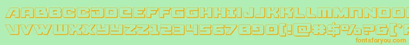 Aircruiser3D-Schriftart – Orangefarbene Schriften auf grünem Hintergrund