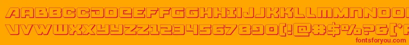 Aircruiser3D-Schriftart – Rote Schriften auf orangefarbenem Hintergrund