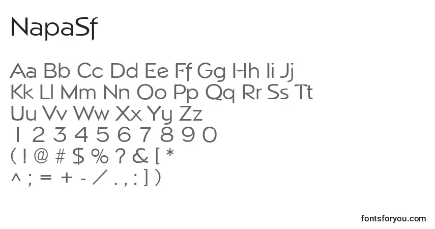 Czcionka NapaSf – alfabet, cyfry, specjalne znaki
