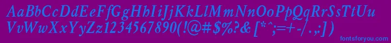 フォントMyslNarrowBoldItalic.001.001 – 紫色の背景に青い文字