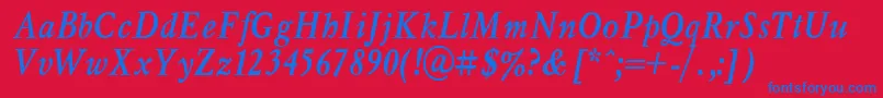 MyslNarrowBoldItalic.001.001 Font – Blue Fonts on Red Background