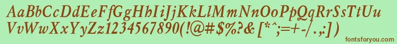 MyslNarrowBoldItalic.001.001 Font – Brown Fonts on Green Background