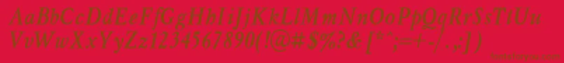 MyslNarrowBoldItalic.001.001 Font – Brown Fonts on Red Background