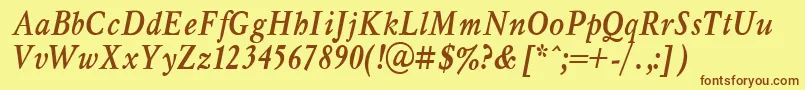 MyslNarrowBoldItalic.001.001 Font – Brown Fonts on Yellow Background