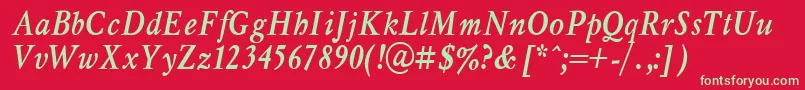 MyslNarrowBoldItalic.001.001 Font – Green Fonts on Red Background