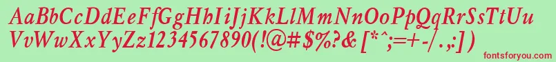 MyslNarrowBoldItalic.001.001 Font – Red Fonts on Green Background