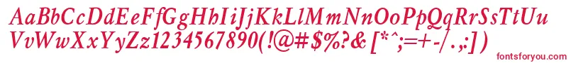 MyslNarrowBoldItalic.001.001 Font – Red Fonts on White Background