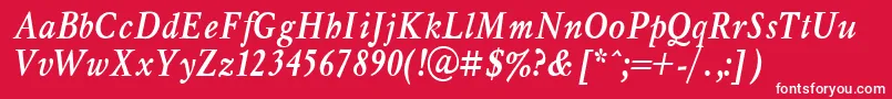 MyslNarrowBoldItalic.001.001 Font – White Fonts on Red Background