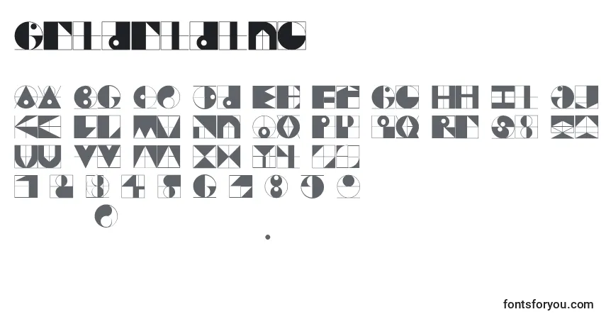 Schriftart Gridriding – Alphabet, Zahlen, spezielle Symbole