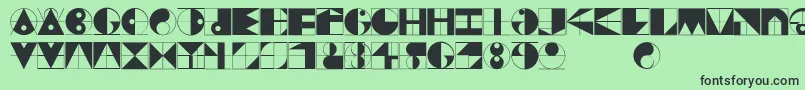 フォントGridriding – 緑の背景に黒い文字
