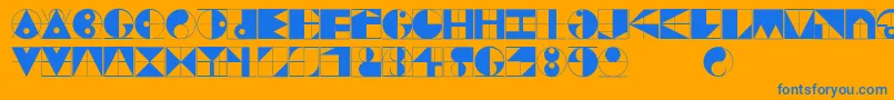 Gridriding Font – Blue Fonts on Orange Background