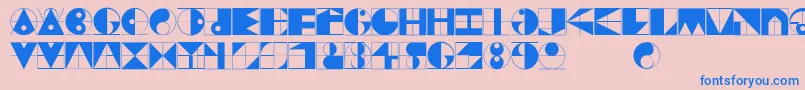 Gridriding-Schriftart – Blaue Schriften auf rosa Hintergrund