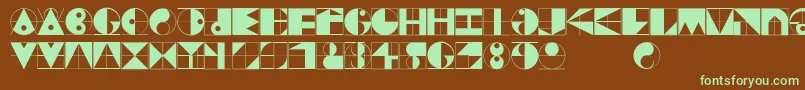 フォントGridriding – 緑色の文字が茶色の背景にあります。