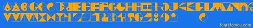 フォントGridriding – オレンジ色の文字が青い背景にあります。