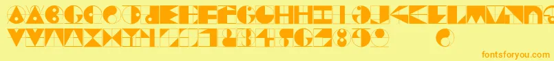 フォントGridriding – オレンジの文字が黄色の背景にあります。
