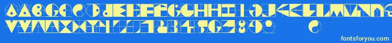 Gridriding-Schriftart – Gelbe Schriften auf blauem Hintergrund