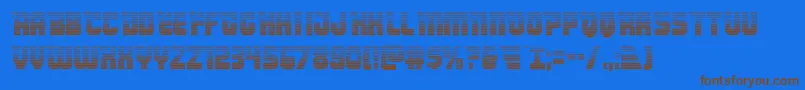 Armyrangersgrad-Schriftart – Braune Schriften auf blauem Hintergrund
