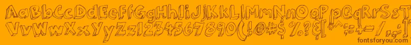 Saiba mais sobre a fonte 3DumbPro03 Fonte 3DumbPro03 – fontes marrons em um fundo laranja