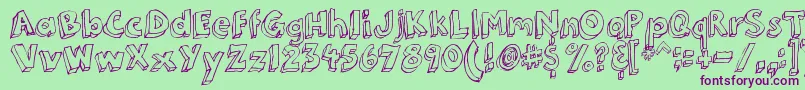 Fonte 3DumbPro03 – fontes roxas em um fundo verde