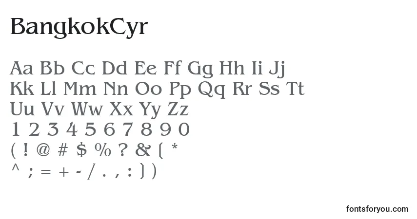 Schriftart BangkokCyr – Alphabet, Zahlen, spezielle Symbole