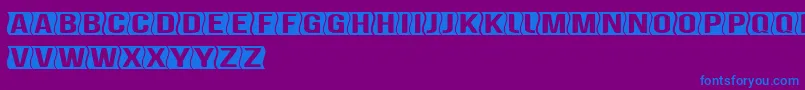 Czcionka GenghiskhanframedBold – niebieskie czcionki na fioletowym tle