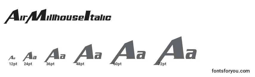 AirMillhouseItalic Font Sizes