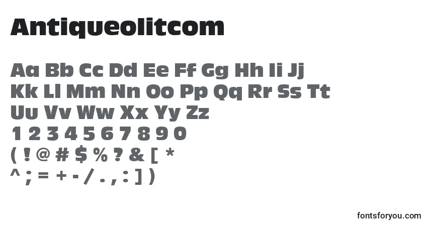 Antiqueolitcom-fontti – aakkoset, numerot, erikoismerkit