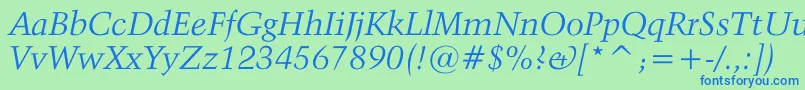 ActivaItalic Font – Blue Fonts on Green Background