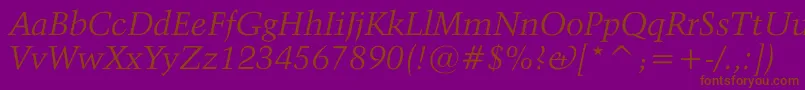 ActivaItalic Font – Brown Fonts on Purple Background