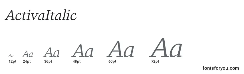 Размеры шрифта ActivaItalic