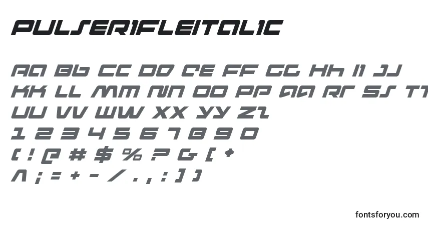 PulseRifleItalic Font – alphabet, numbers, special characters