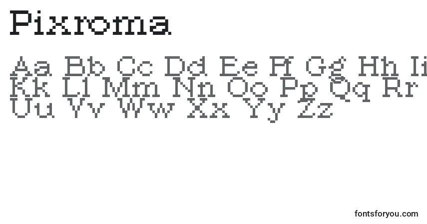 Schriftart Pixroma8 – Alphabet, Zahlen, spezielle Symbole