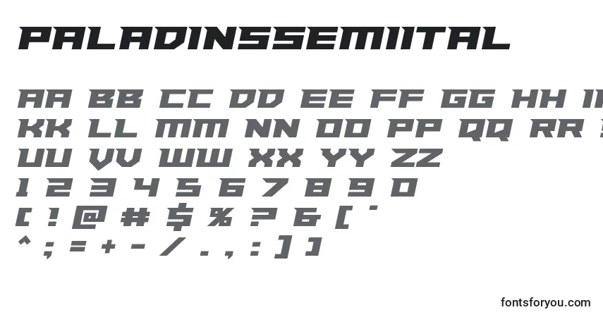 Paladinssemiital-fontti – aakkoset, numerot, erikoismerkit