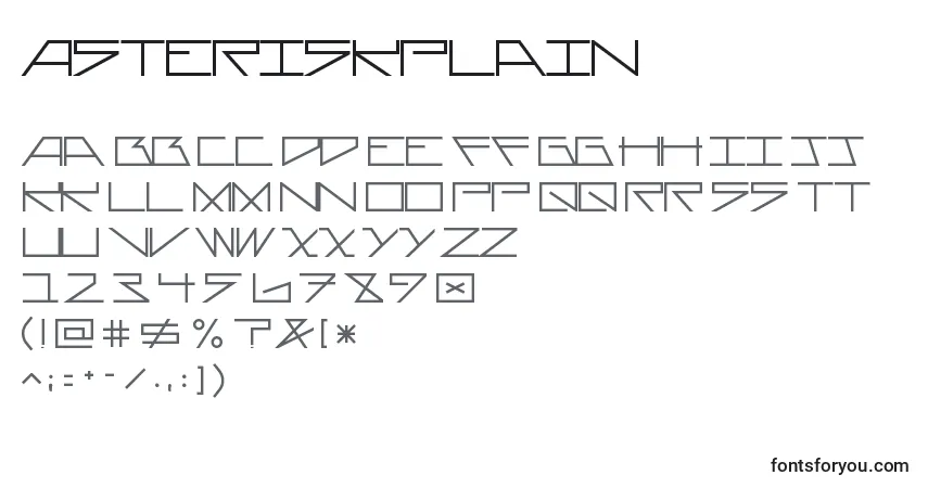 A fonte AsteriskPlain – alfabeto, números, caracteres especiais