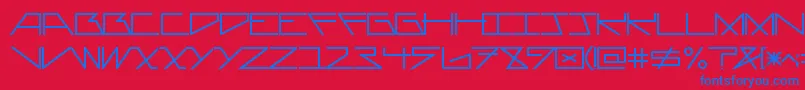 AsteriskPlain-Schriftart – Blaue Schriften auf rotem Hintergrund
