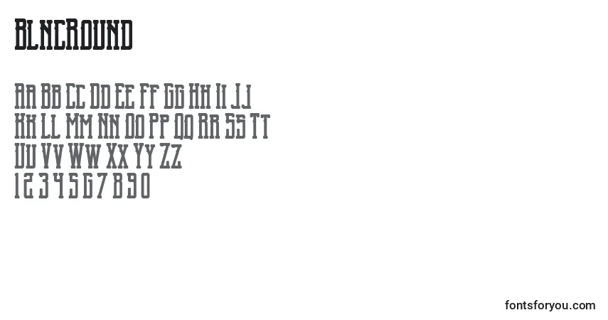 BlncRound-fontti – aakkoset, numerot, erikoismerkit