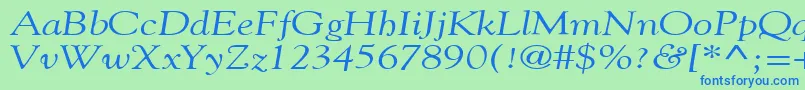 Fonte GildebroadItalic – fontes azuis em um fundo verde