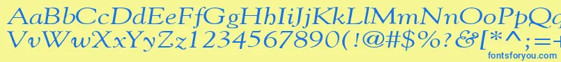 Fonte GildebroadItalic – fontes azuis em um fundo amarelo