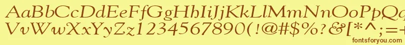 Fonte GildebroadItalic – fontes marrons em um fundo amarelo