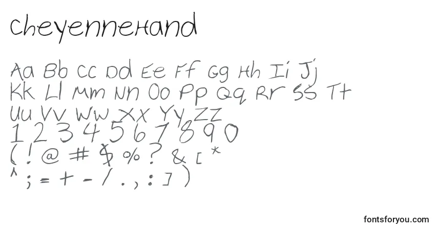 Schriftart CheyenneHand – Alphabet, Zahlen, spezielle Symbole