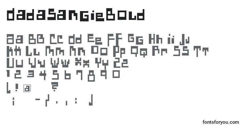 A fonte DadasangieBold – alfabeto, números, caracteres especiais