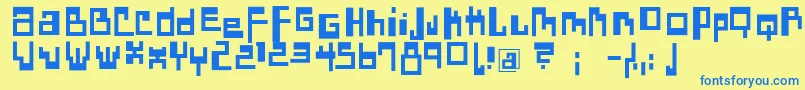 フォントDadasangieBold – 青い文字が黄色の背景にあります。