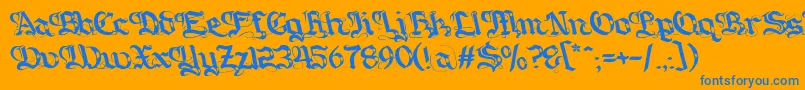 Gotique Font – Blue Fonts on Orange Background