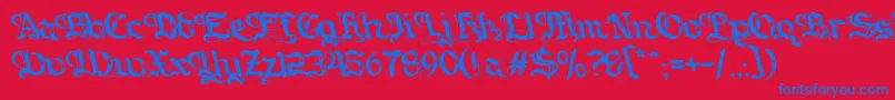 Gotique Font – Blue Fonts on Red Background