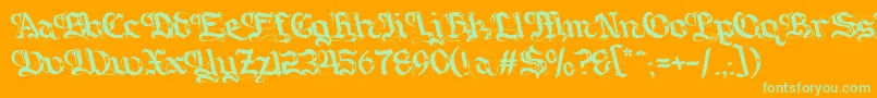 Gotique Font – Green Fonts on Orange Background
