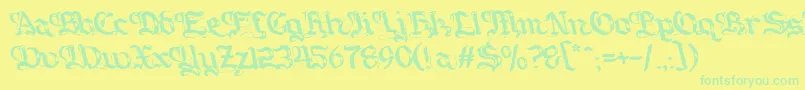 Gotique Font – Green Fonts on Yellow Background