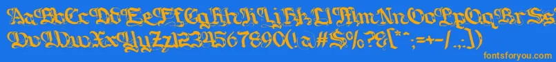 Gotique Font – Orange Fonts on Blue Background